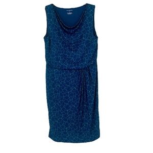 NWT Talbots Navy Blue &Green Sz L dress cowl neck knee length sleeveless SZ L